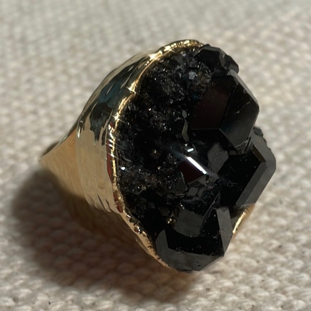 Krysia Renau Gold and Black Garnet Gemstone Ring